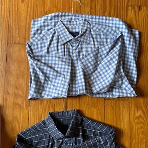 Blue Gingham Check Casual Button Down Shirts